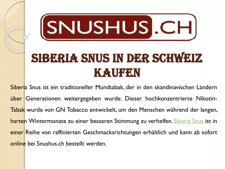 siberia snus in der schweiz kaufen