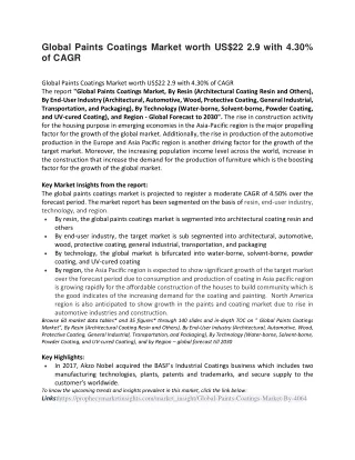 global paints coatings market worth