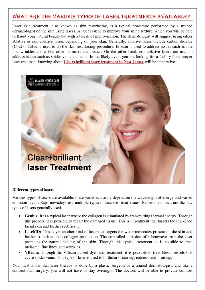 what are the various types of laser treatments