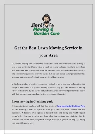 Get the Best Lawn Mowing Service in your Area