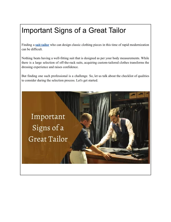 important signs of a great tailor