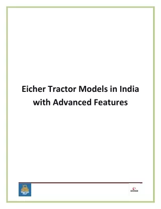 eicher tractor models in india with advanced
