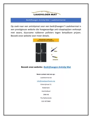 Bedrijfswagen Antislip Mat | Laadvloermat.be
