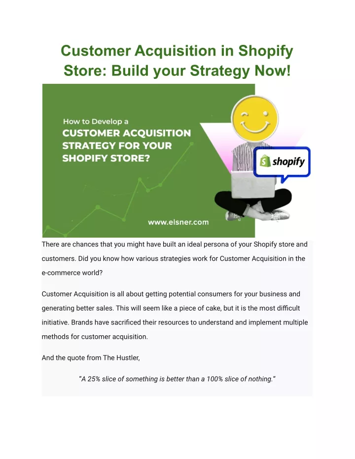 customer acquisition in shopify store build your