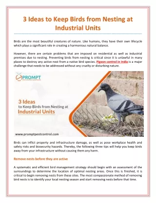 3 Ideas to Keep Birds from Nesting at Industrial Units
