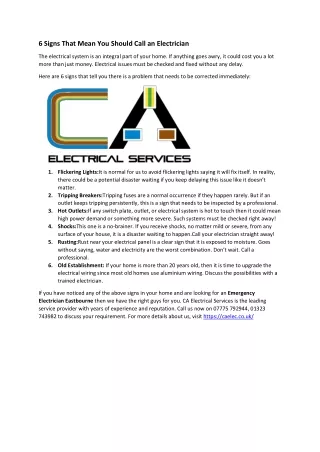 6 Signs That Mean You Should Call an Electrician