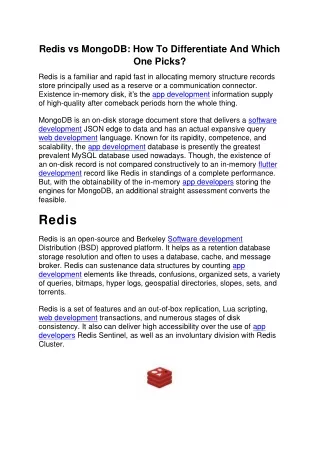 redis vs mongodb how to differentiate and which