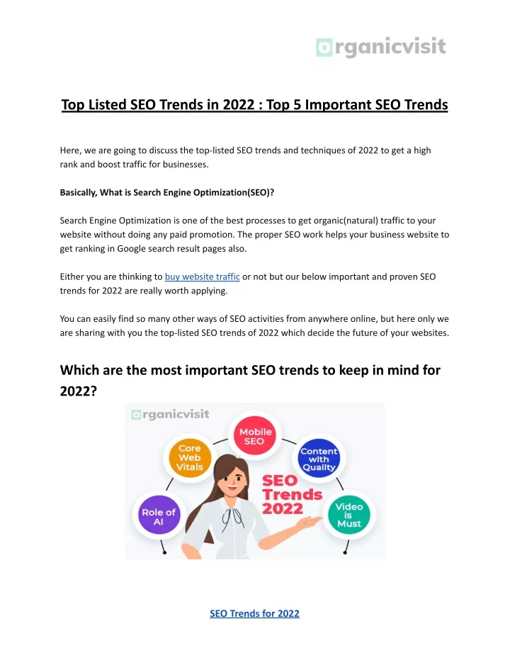 top listed seo trends in 2022 top 5 important