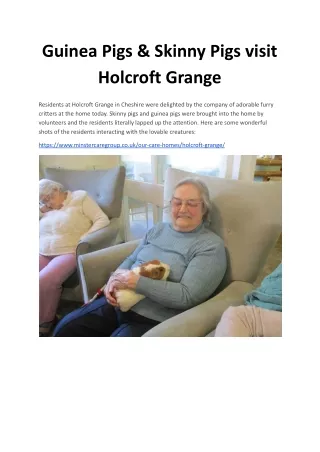 Guinea Pigs and Skinny Pigs visit Holcroft Grange - Minster Care Group