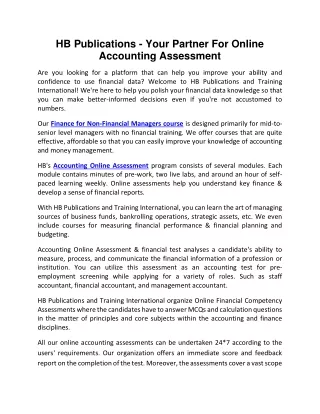HB Publications - Your Partner For Online Accounting Assessment
