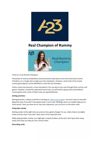 real champion of rummy