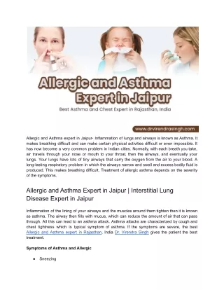 allergic and asthma expert in jaipur inflammation