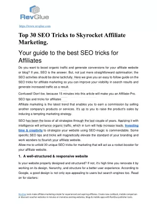 Top 30 SEO Tricks to Skyrocket Affiliate Marketing