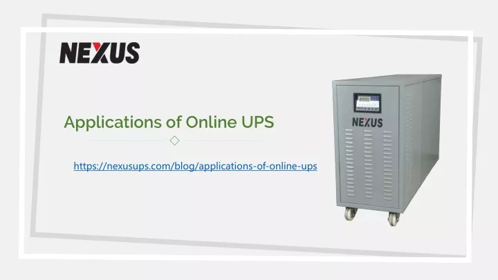 applications of online ups