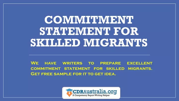 commitment statement for skilled migrants