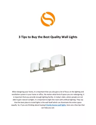 3 Tips to Buy the Best Quality Wall Lights