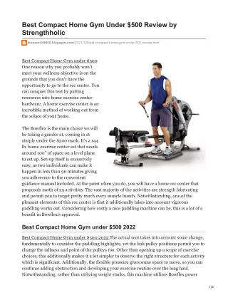 jhonsmith9860.blogspot.com-Best Compact Home Gym Under 500 Review by Strengthholic