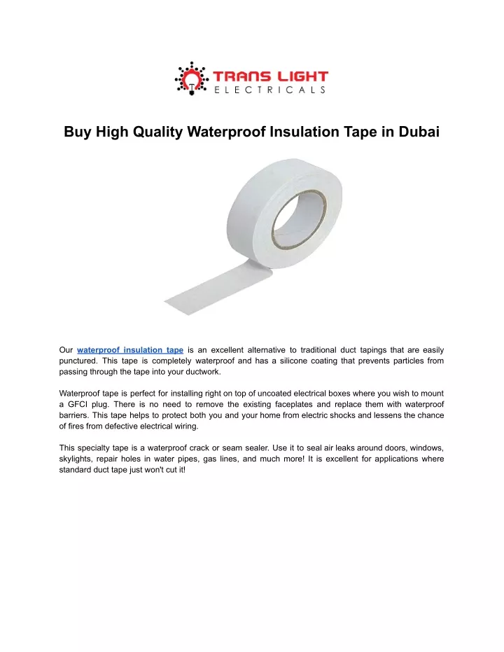 buy high quality waterproof insulation tape