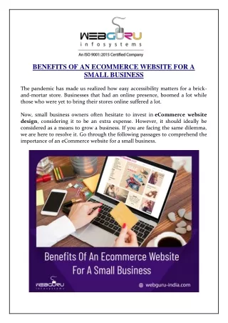 benefits of an ecommerce website for a small