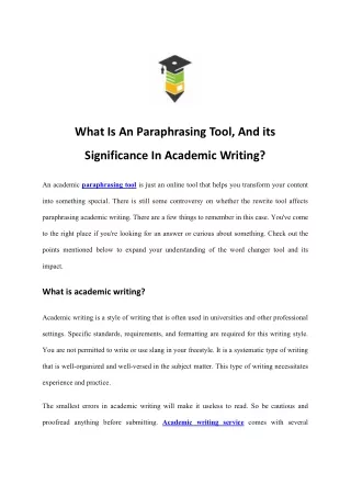 what is an paraphrasing tool and its