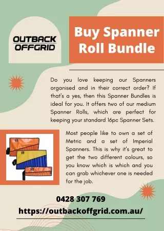 Make Your Order for Spanner Roll Bundle at Outback Offgrid