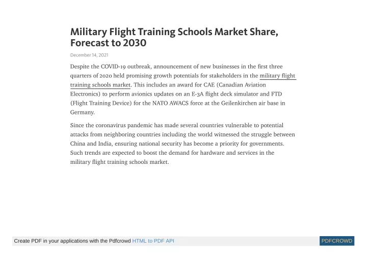 military flight training schools market share