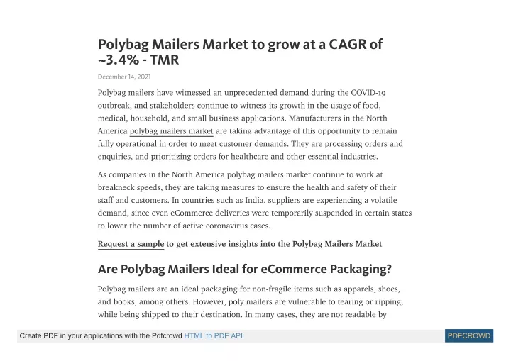 polybag mailers market to grow at a cagr