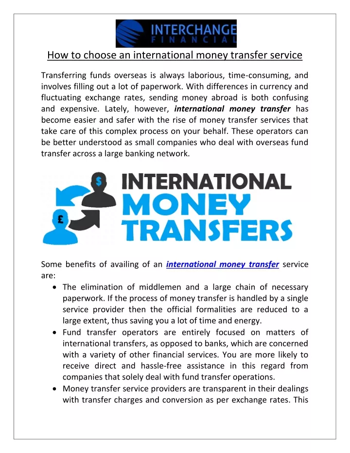 how to choose an international money transfer