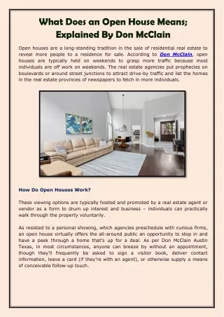 what does an open house means explained