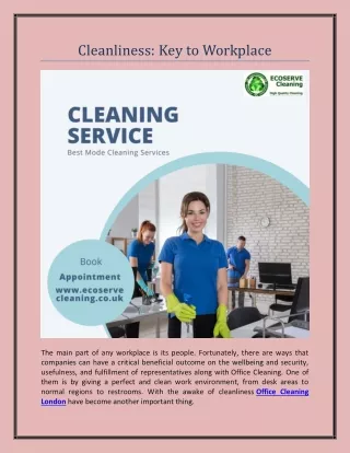 Cleanliness Key to Workplace