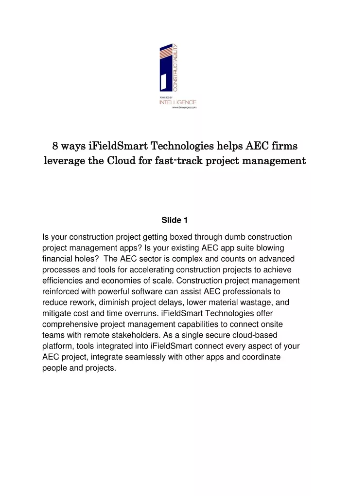 8 ways ifieldsmart technologies helps aec firms