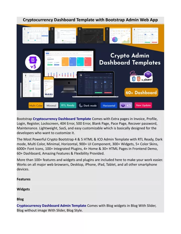 cryptocurrency dashboard template with bootstrap