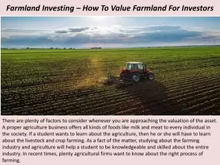 Farmland Investing – How To Value Farmland For Investors