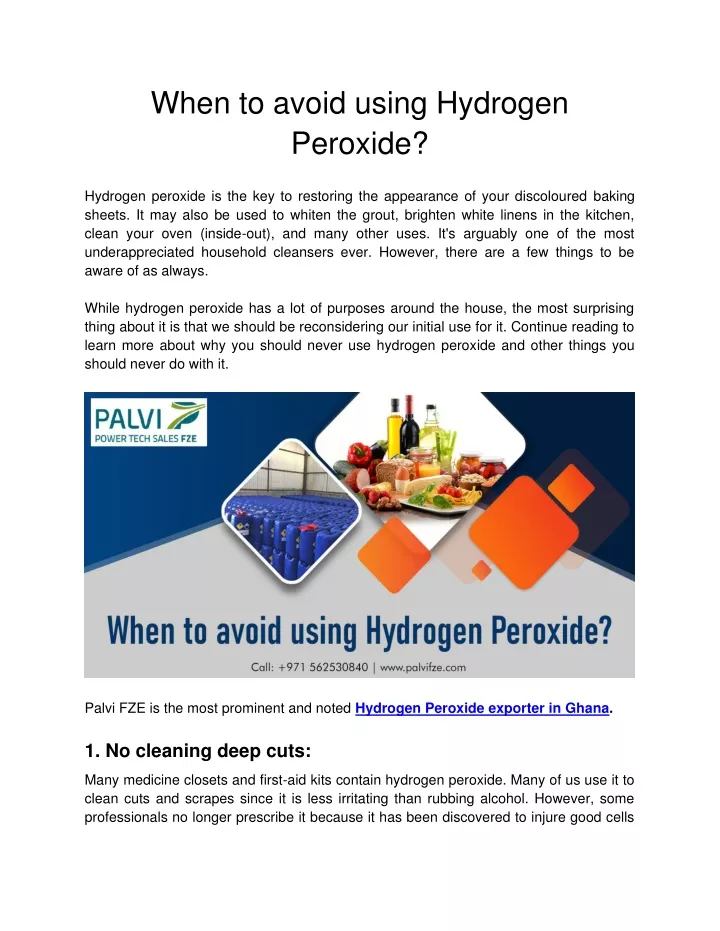 when to avoid using hydrogen peroxide