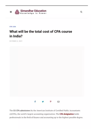 What will be the total cost of CPA course in India?
