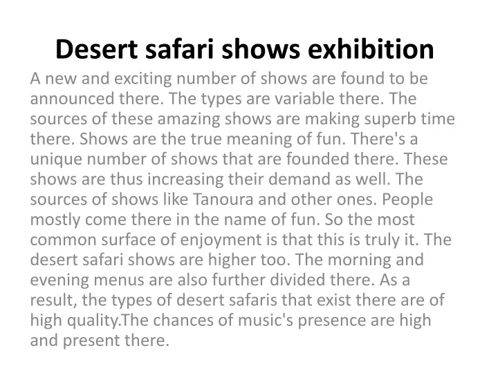 desert safari shows exhibition