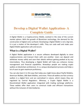 Develop a Digital Wallet Application- A Complete Guide