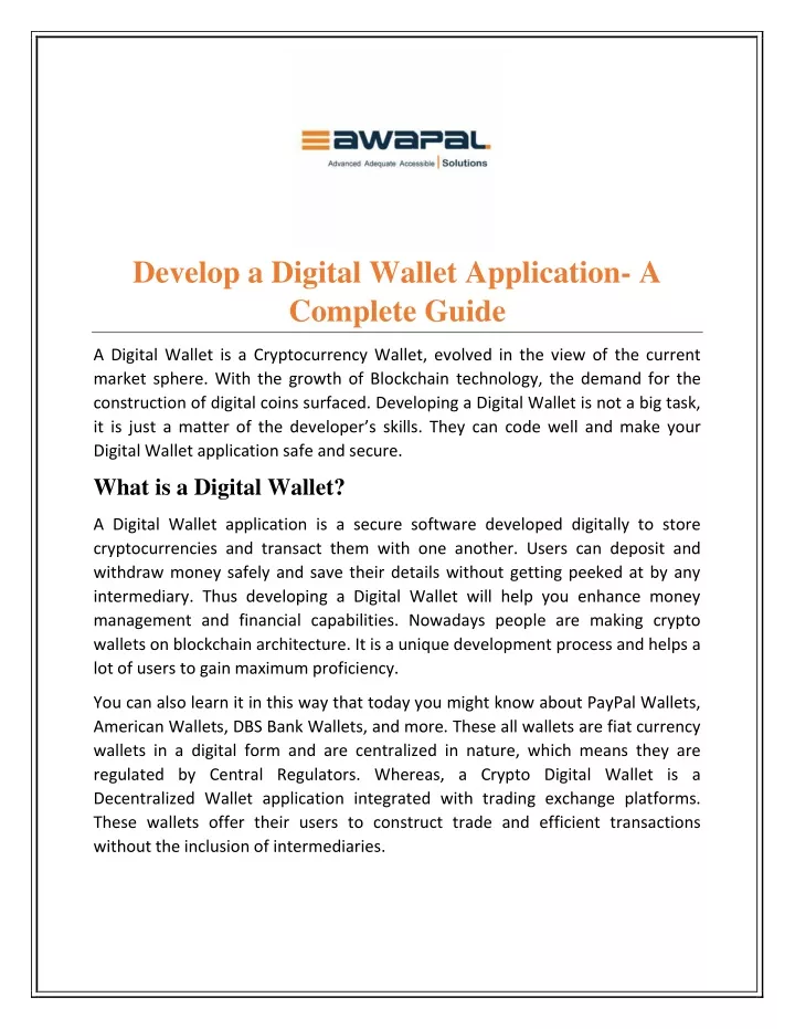 develop a digital wallet application a complete