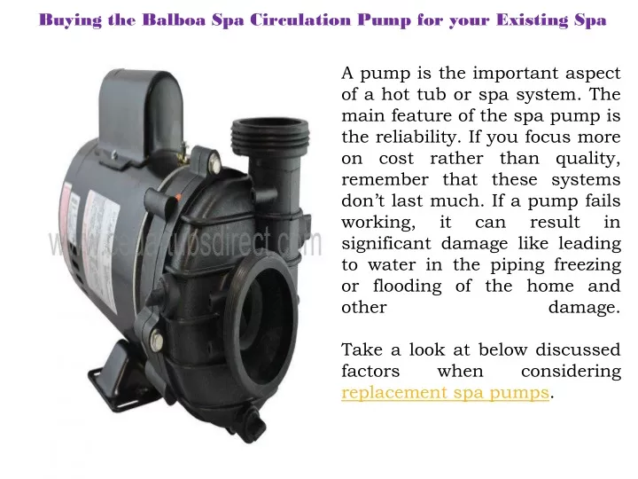 buying the balboa spa circulation pump for your