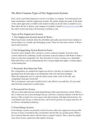 the most common types of fire suppression systems