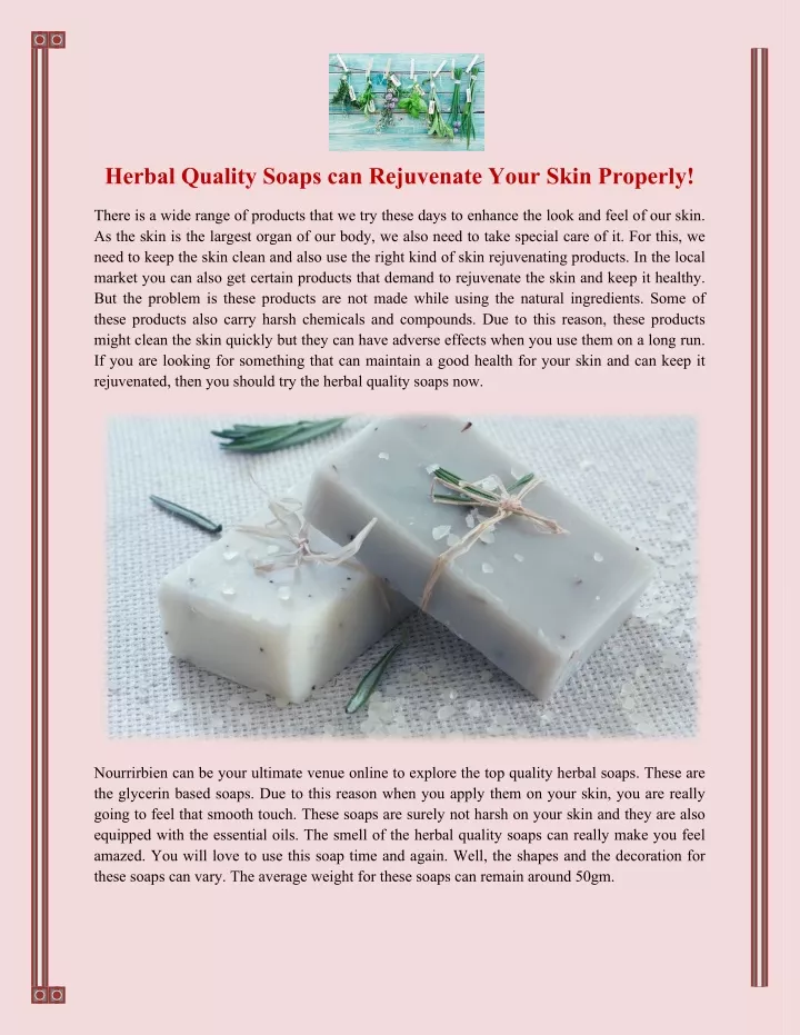 herbal quality soaps can rejuvenate your skin