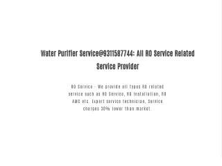 Water Purifier Service@9311587744: All RO Service Related Service Provider