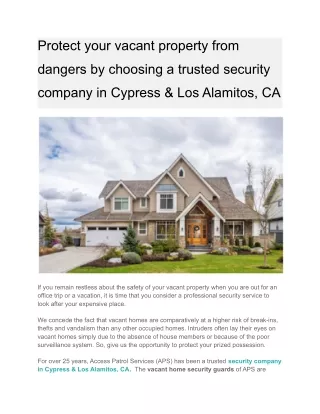protect your vacant property from