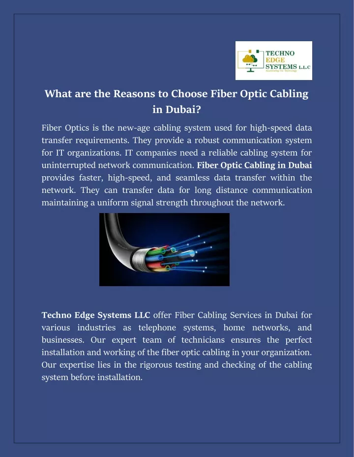 what are the reasons to choose fiber optic