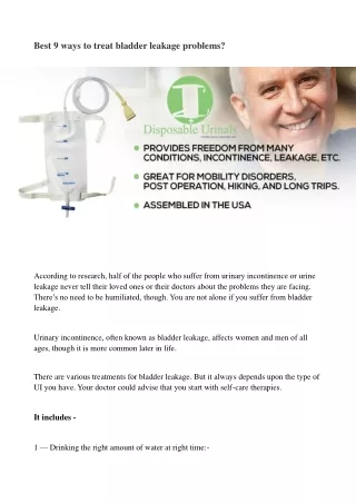 best 9 ways to treat bladder leakage problems