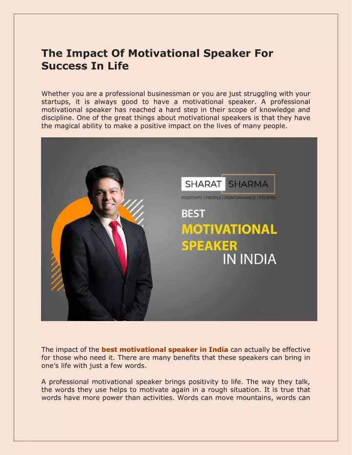 the impact of motivational speaker for success