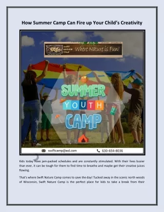 How Summer Camp Can Fire up Your Child - Swift Nature Camp