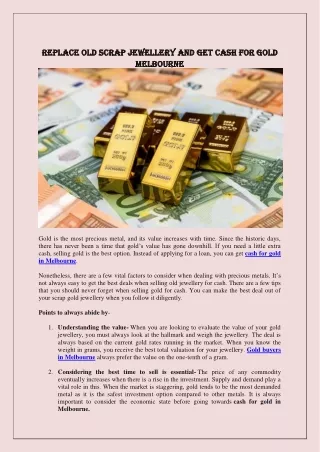 Replace old scrap jewellery and get Cash for gold Melbourne