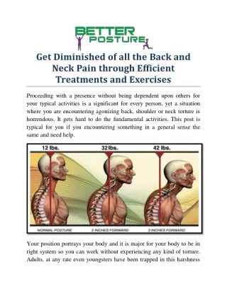 Get Diminished of all the Back and Neck Pain through Efficient Treatments and Exercises