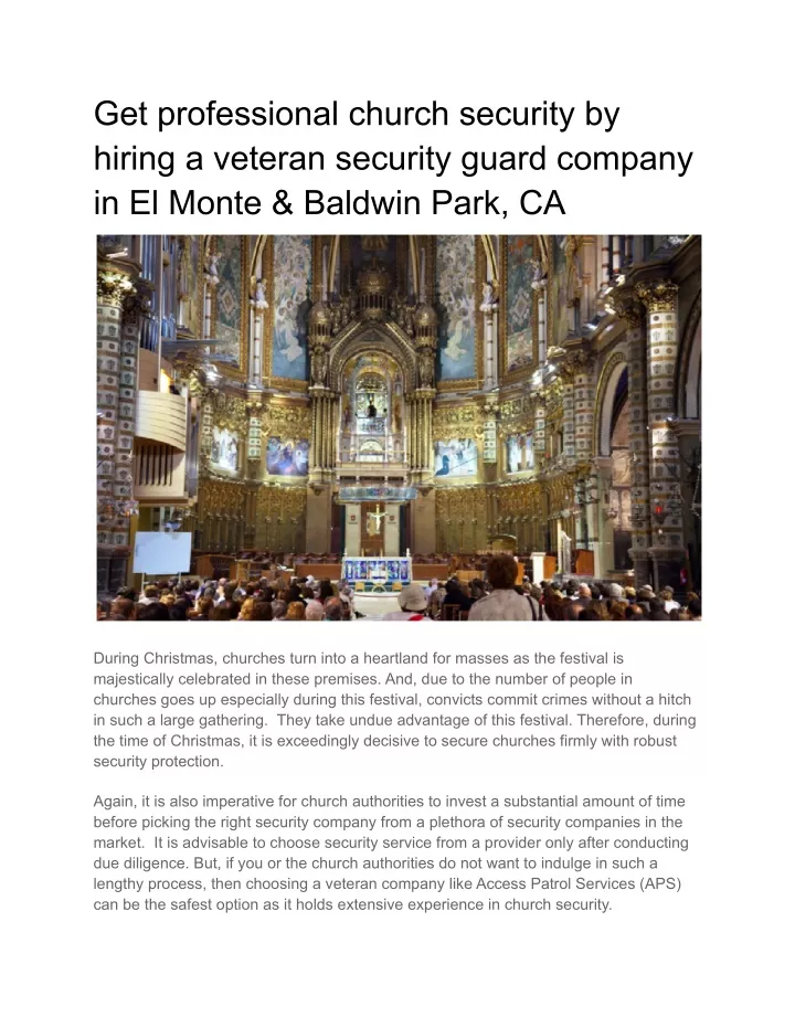 get professional church security by hiring